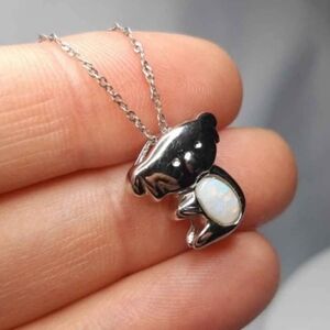 Italy Sterling Silver 925 Chain and 925 Koala Opal Pendant